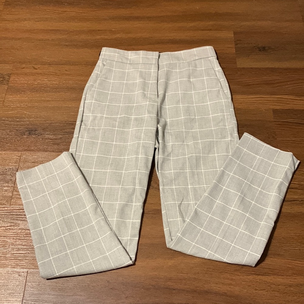 Zara straight legged grey with with stripes pants